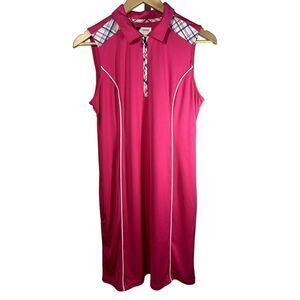 IZOD Women's Sleeveless 1/4 Zipper Polo Mini Golf Dress Pink Size Medium